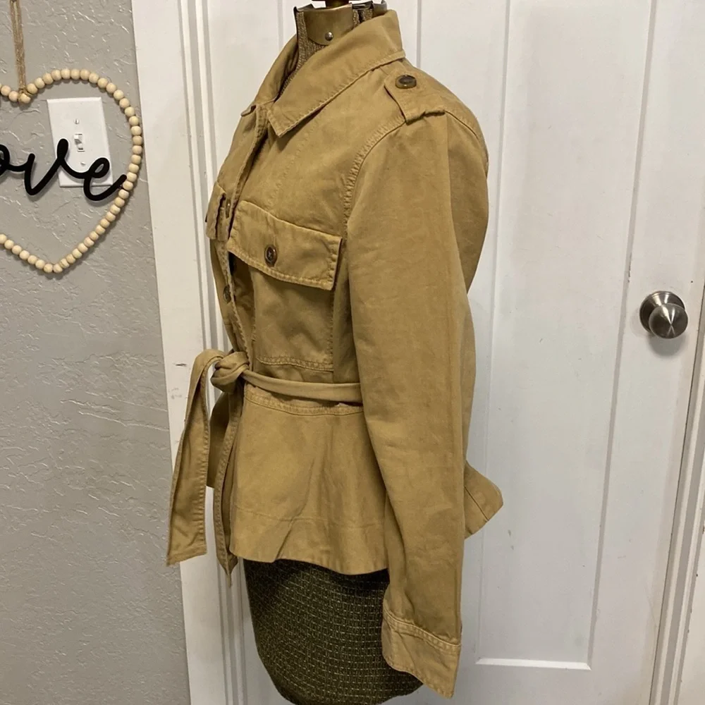 J.CREW COTTON UTILIY JACKET BELTED SIZE SMALL TAN